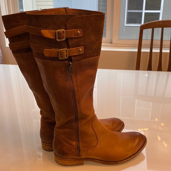 Kork-Ease Shoes - Tall brown leather boots side zipper Kork-ease